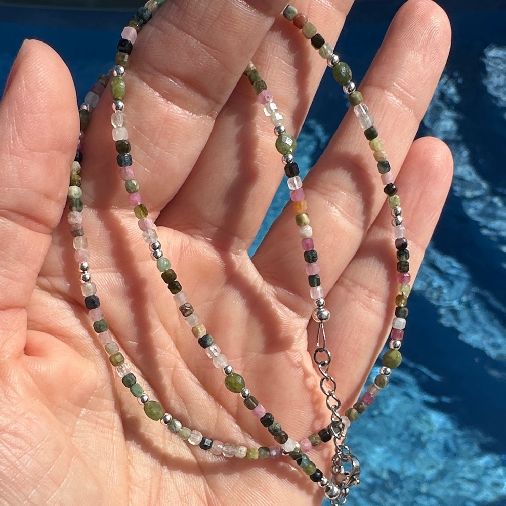 New** Dainty Multicolor stone Beaded Necklace